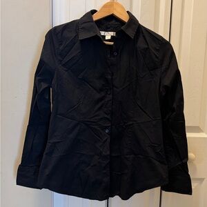 BOSTON PROPER Crisp Black Button Down Stretch Shirt - Size 8